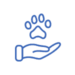 Hand icon with paw print floating on top of it