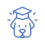 Icon with dog wearing a graduation cap