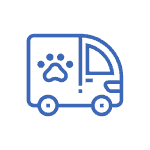 Ambulance icon with a paw print on the side of it