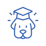 Icon with dog wearing a graduation cap