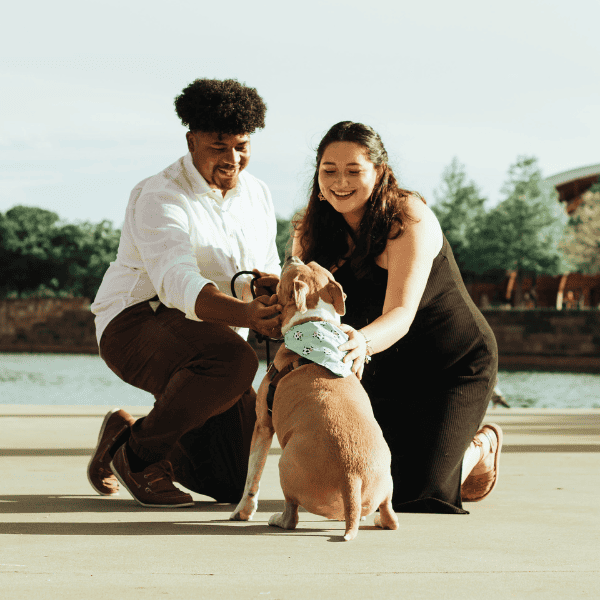Board member, Isabel, with her partner and dog